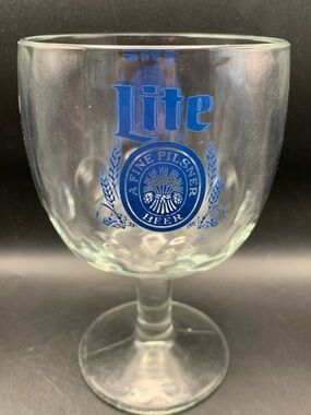 Pre Owned Miller Lite A Fine Pilsner Beer Dimple Chalice Glass Stemmed Eide Base